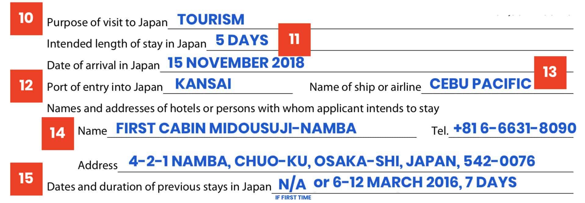 japanese travel visa application