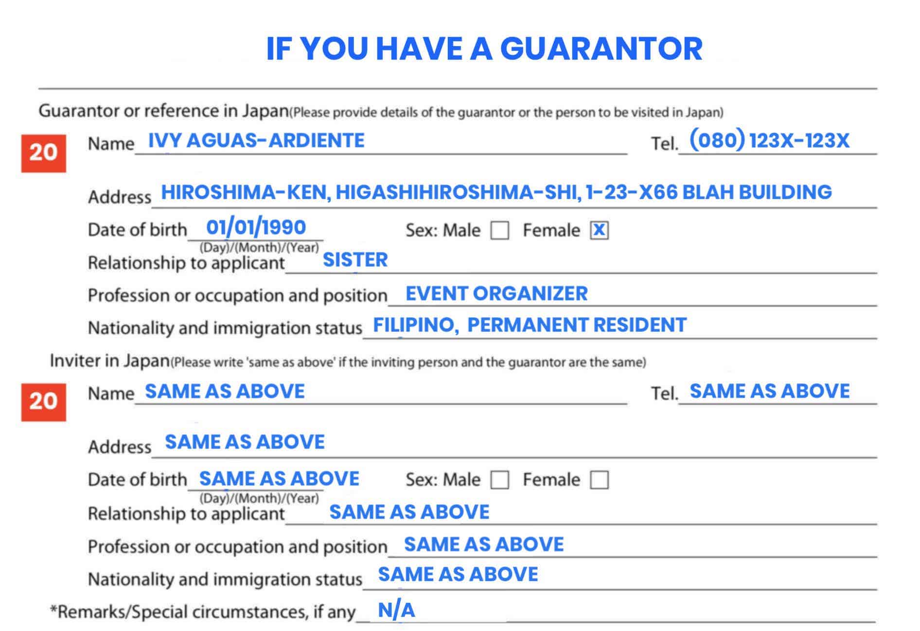Japan Visa Application Form Sample How To Fill It Out The Poor