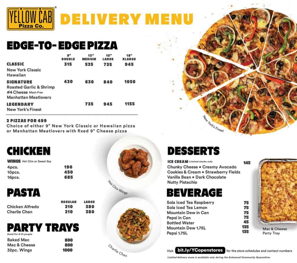 PIZZA DELIVERY Open Branches of Yellow Cab, Papa John's, Greenwich
