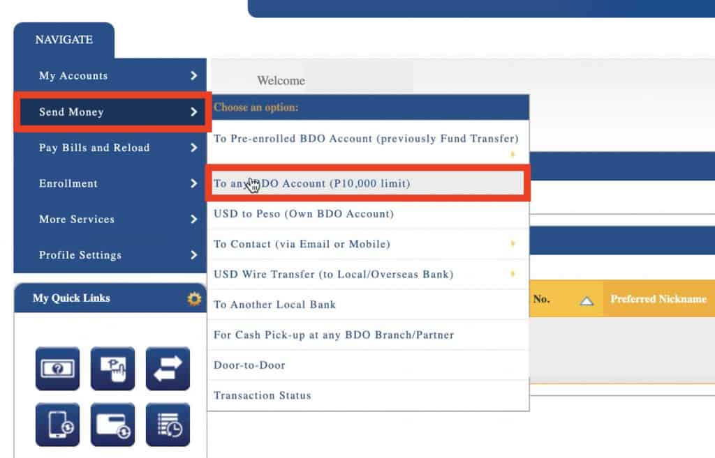 how to send money to bdo account from abroad