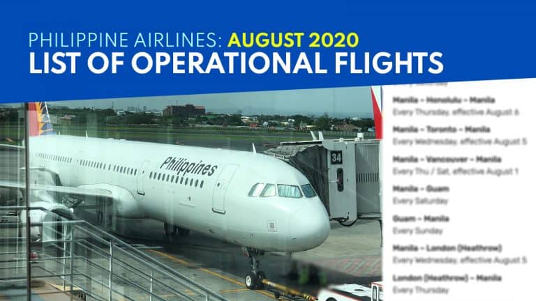 PHILIPPINE AIRLINES: List of Operational Flights starting AUGUST 19 ...