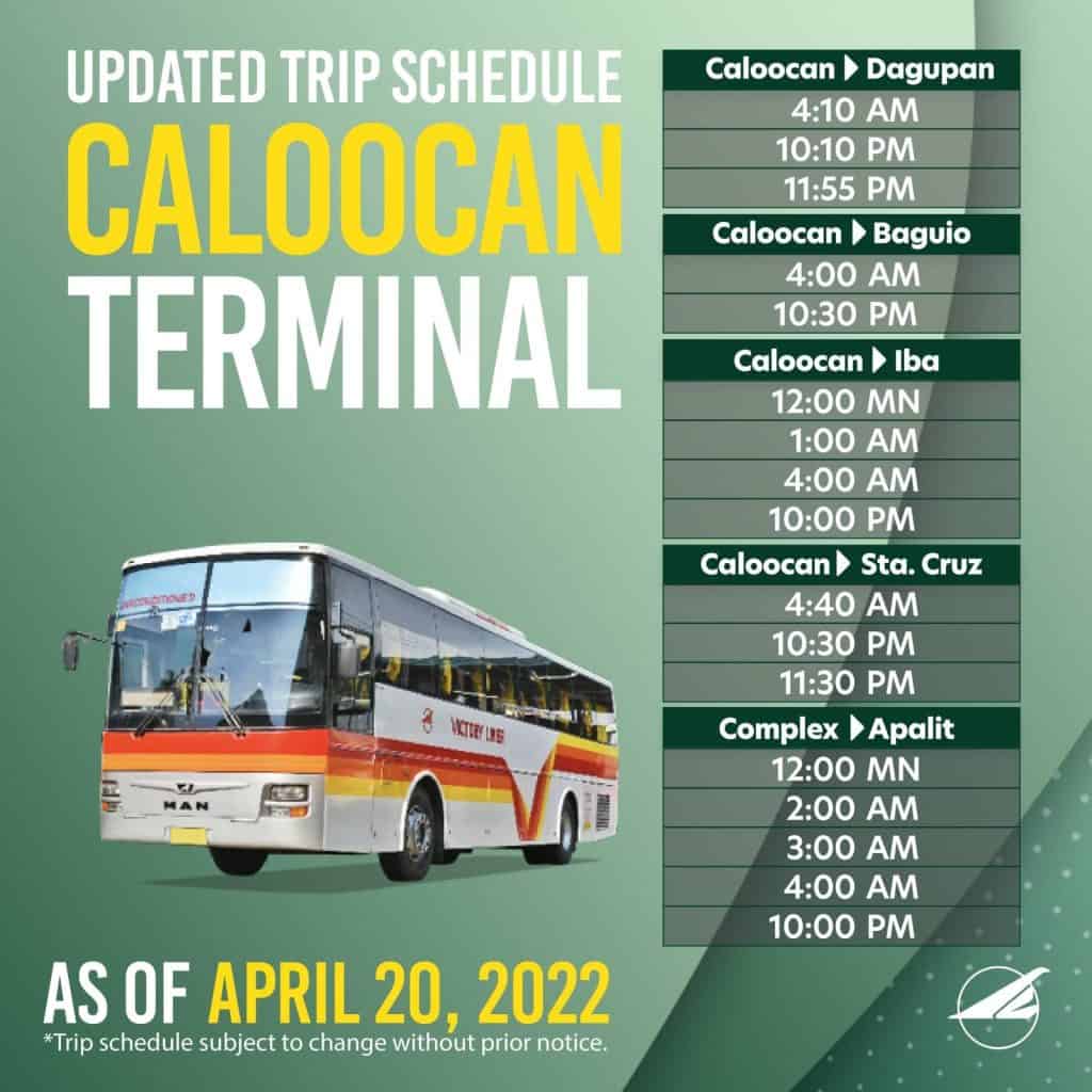 VICTORY LINER Bus Schedules for Manila, Baguio, Olongapo, Cagayan