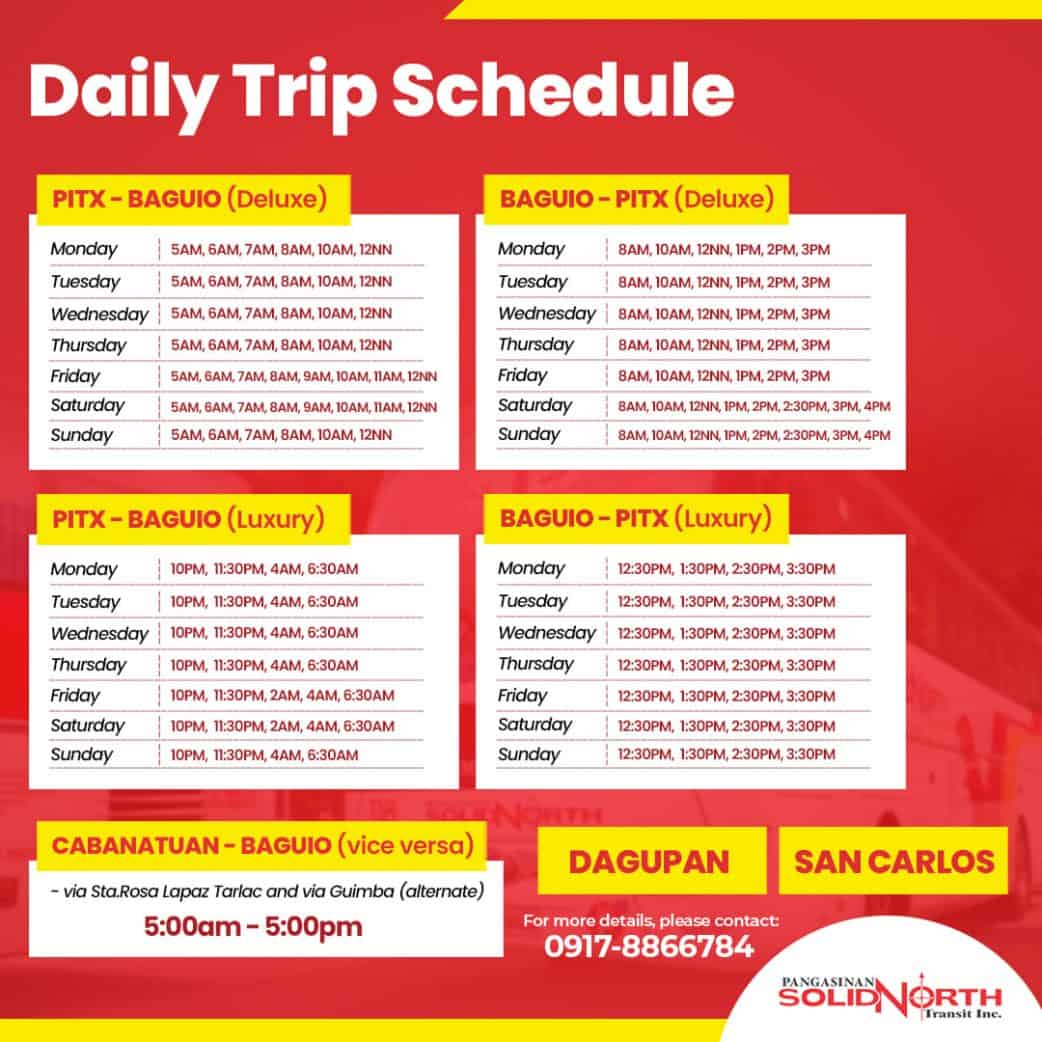 MANILA TO BAGUIO TO MANILA BUS SCHEDULE of Victory Liner, Genesis ...