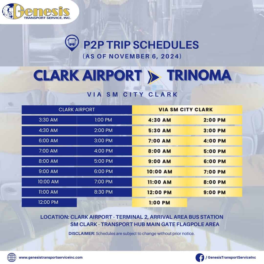 Genesis Bus Clark Airport to Trinoma