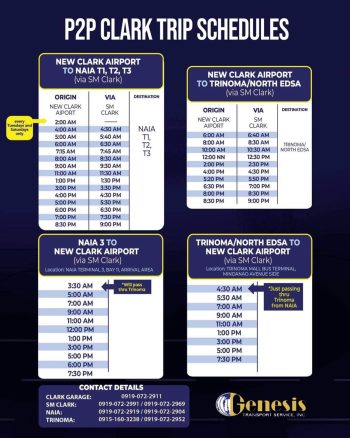 2022 MANILA to CLARK to MANILA P2P BUS SCHEDULE (NAIA, Trinoma, Clark ...