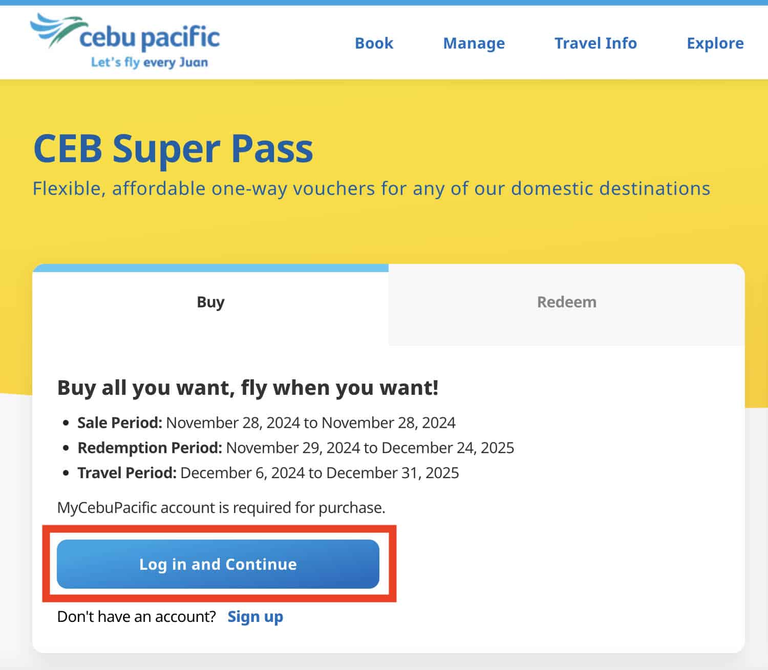 CEB Super Pass 2025 Login Page