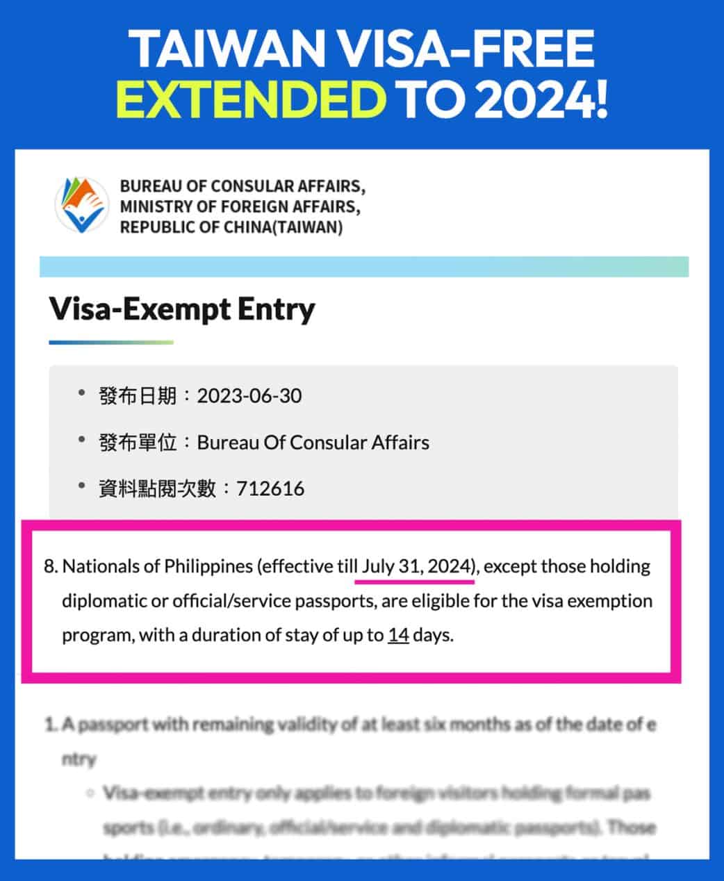 taiwan travel visa exemption