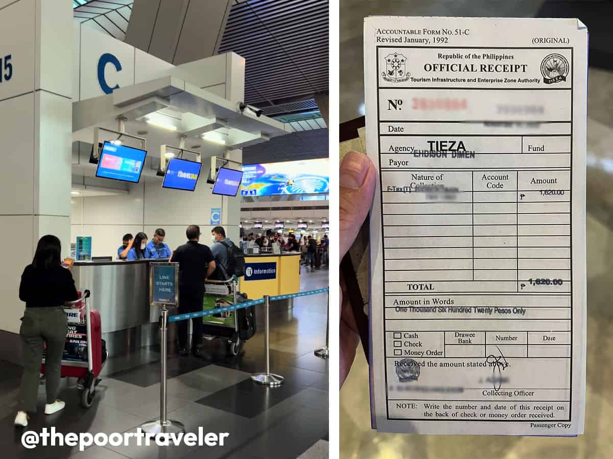 Comptoir des taxes de voyage à l'aéroport
