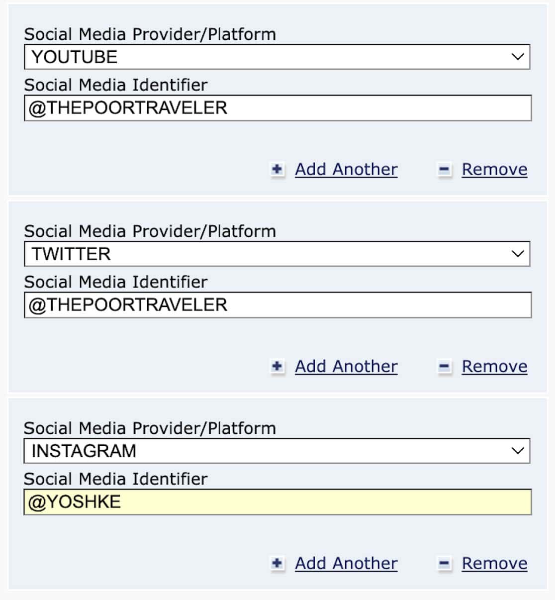 US Visa DS-160 Form Social Media Accounts