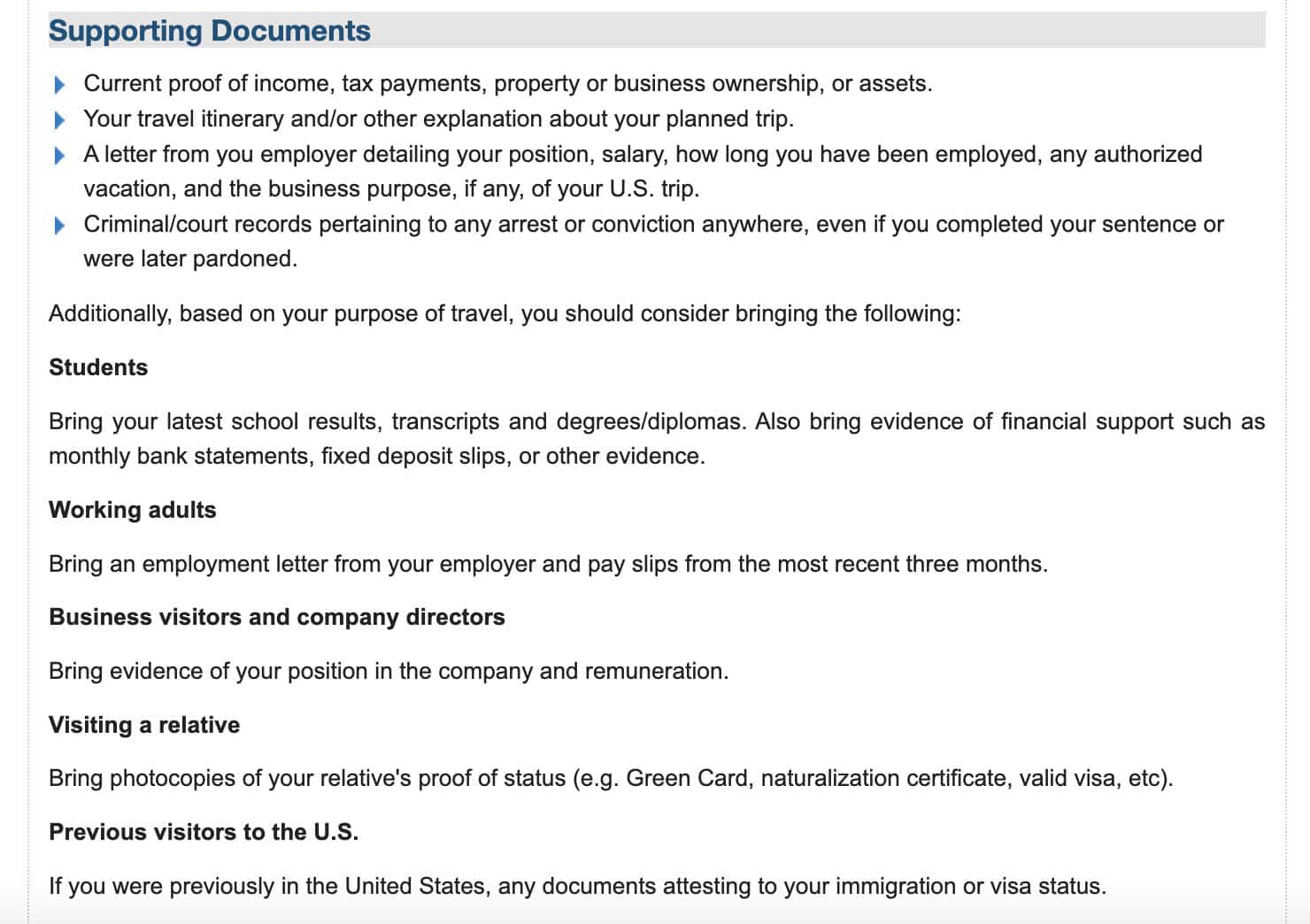 US Visa Requirements