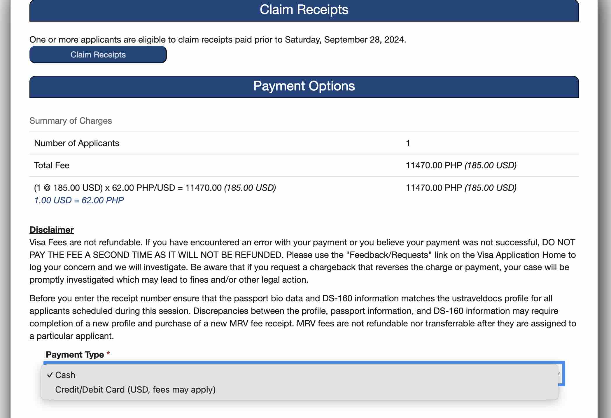 US Visa Payment Options NEW