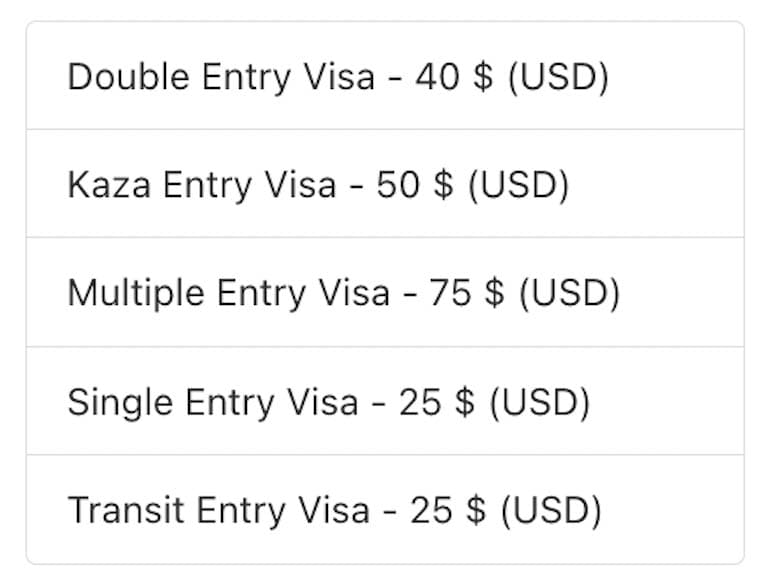 Zambia Visa Fees