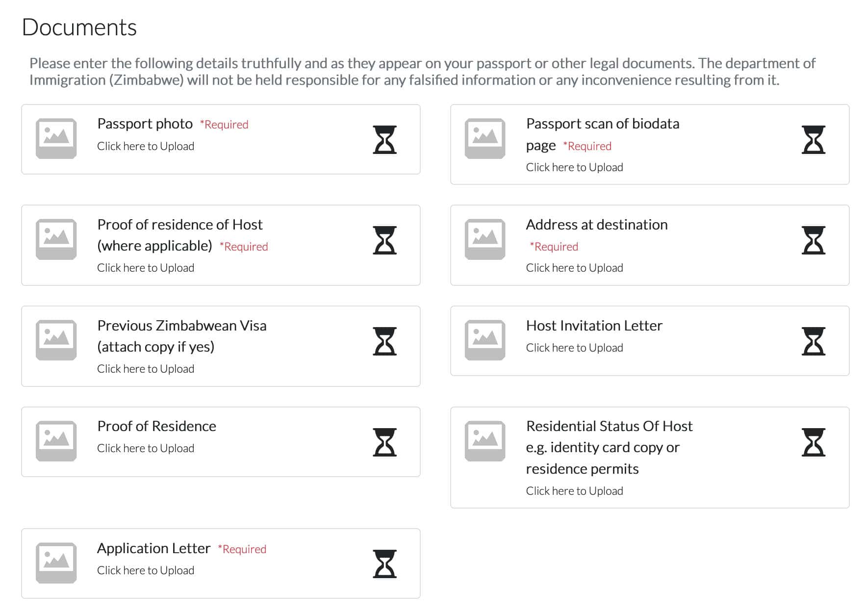 Zimbabwe eVisa Requirements