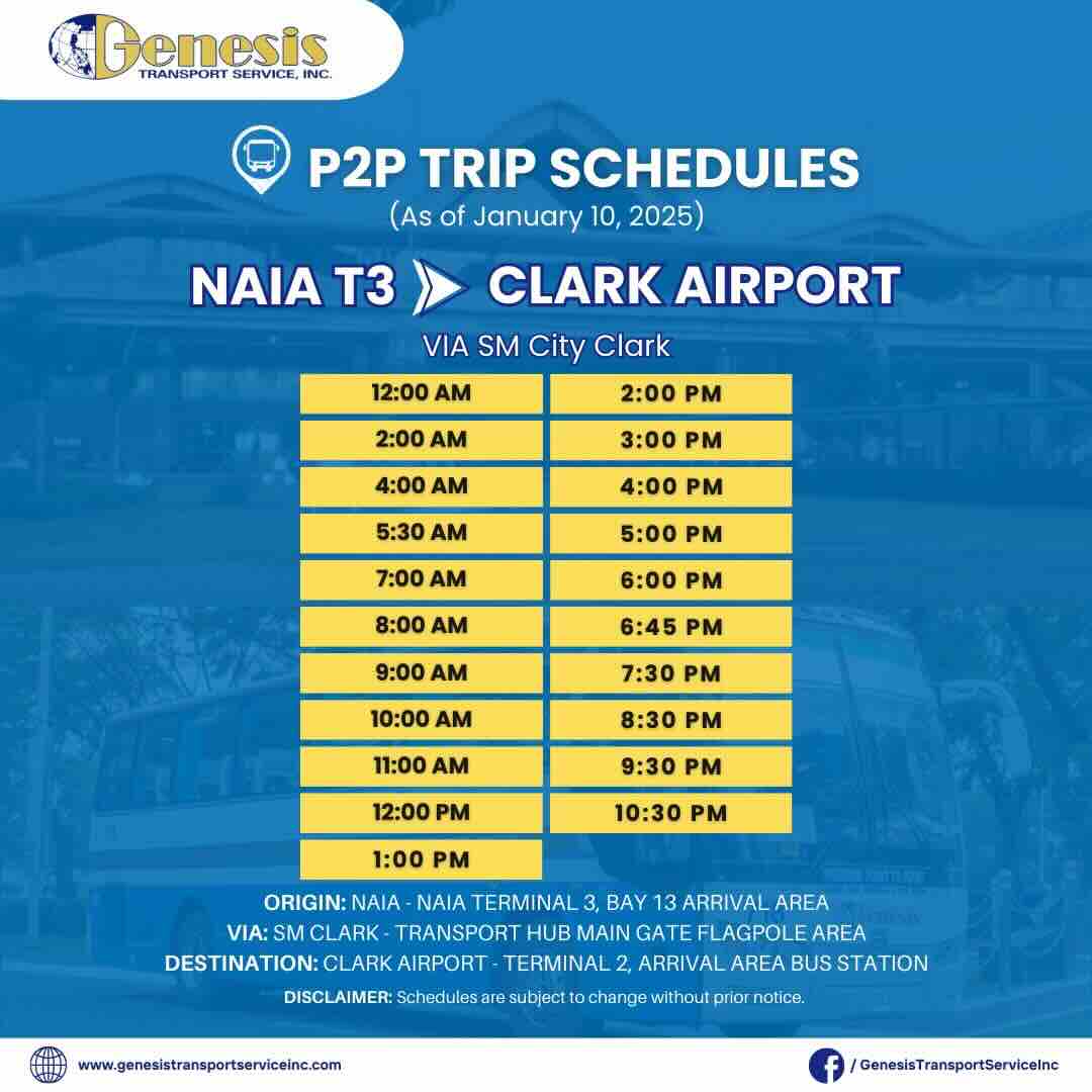 Genesis NAIA 3 to Clark Trips