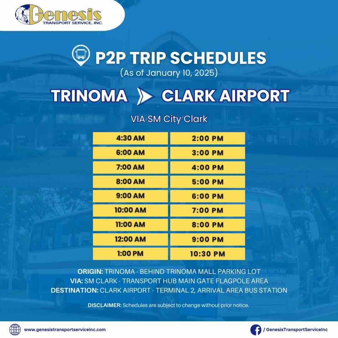 Genesis Trinoma to Clark Trips