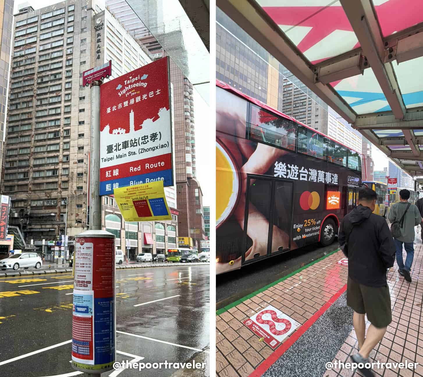 Taipei Double Decker Sightseeing Bus Stop at Taipei Main Station Exit M4